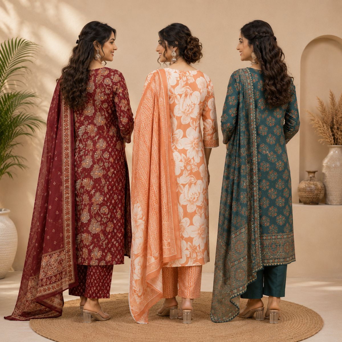 3 Kurta Sets With Dupatta | Ethnic look | (N-9)