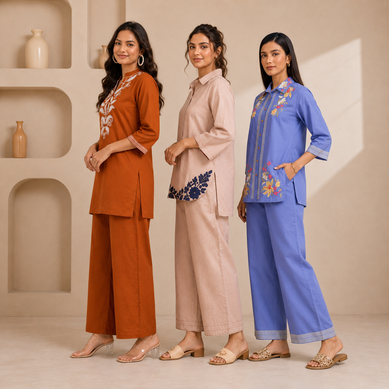 3 Cotton Co-ord Sets | Top + Bottom |  3CS_76