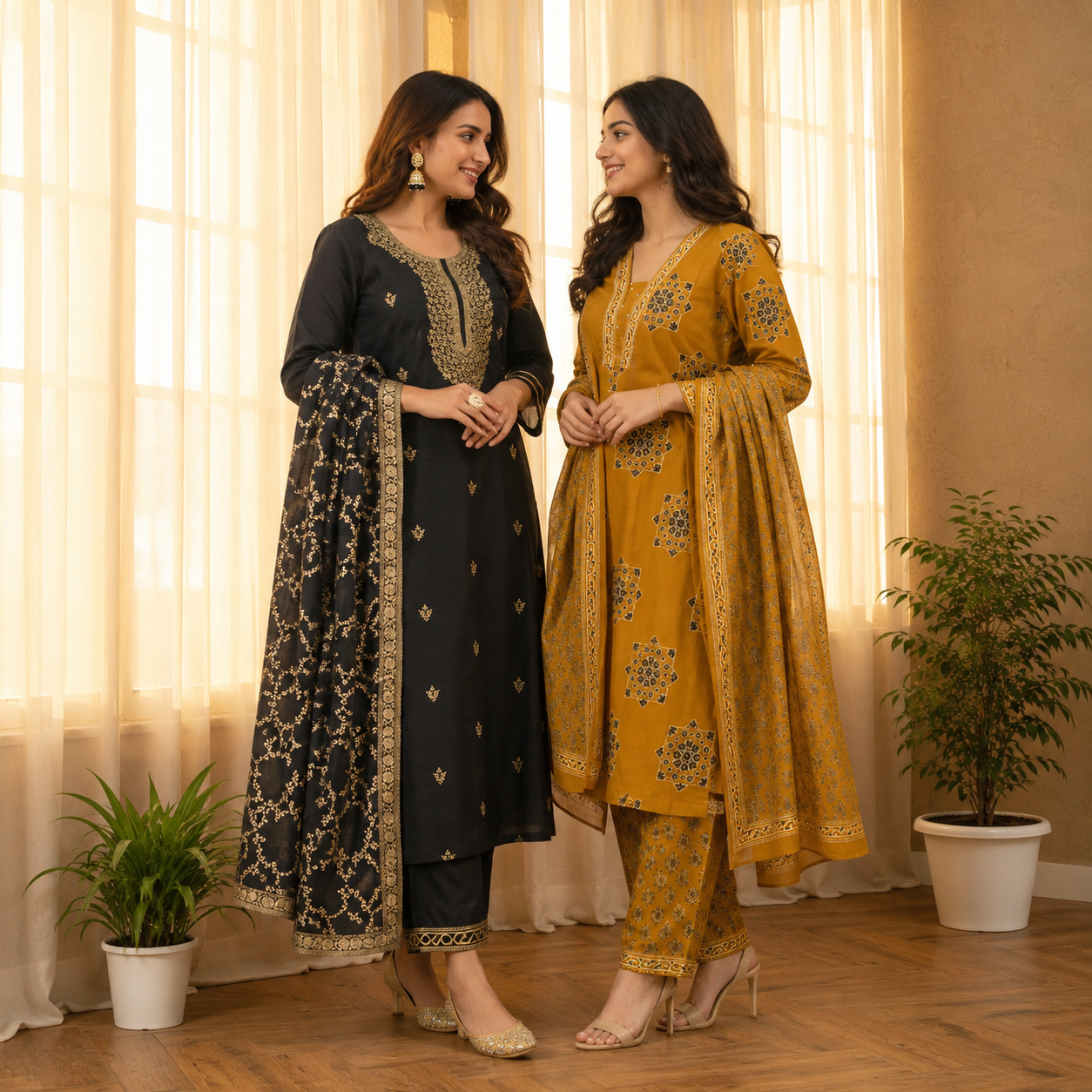 2 Combo Women’s Kurta Sets with Dupatta ( K4 )
