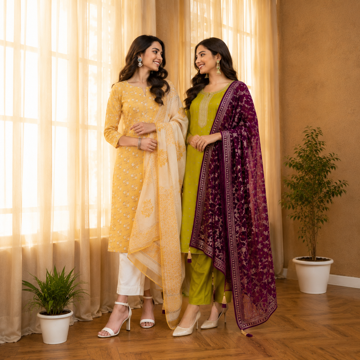 2 Combo Women’s Kurta Sets with Dupatta ( K5 )