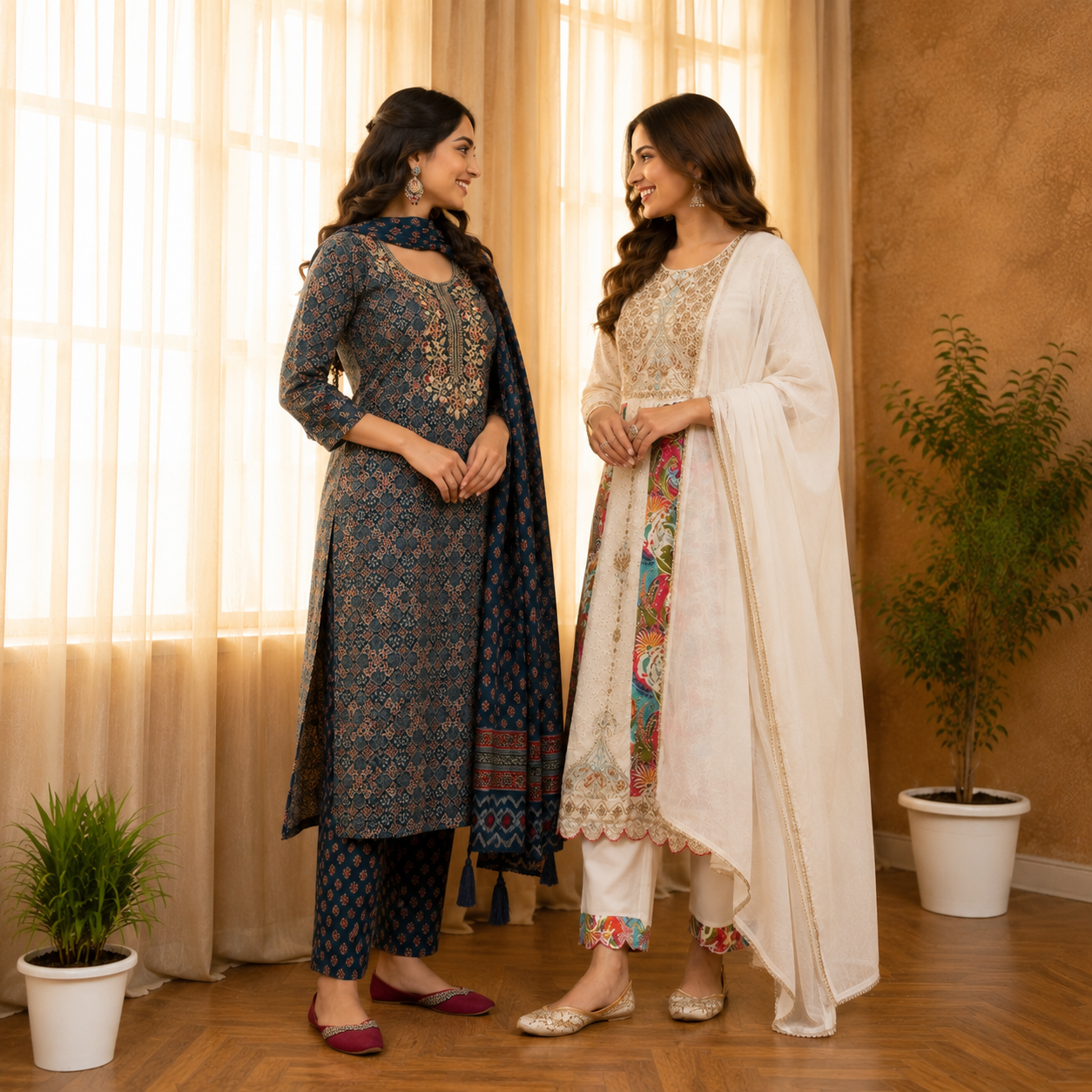 2 Combo Women’s Kurta Sets with Dupatta ( K7 )
