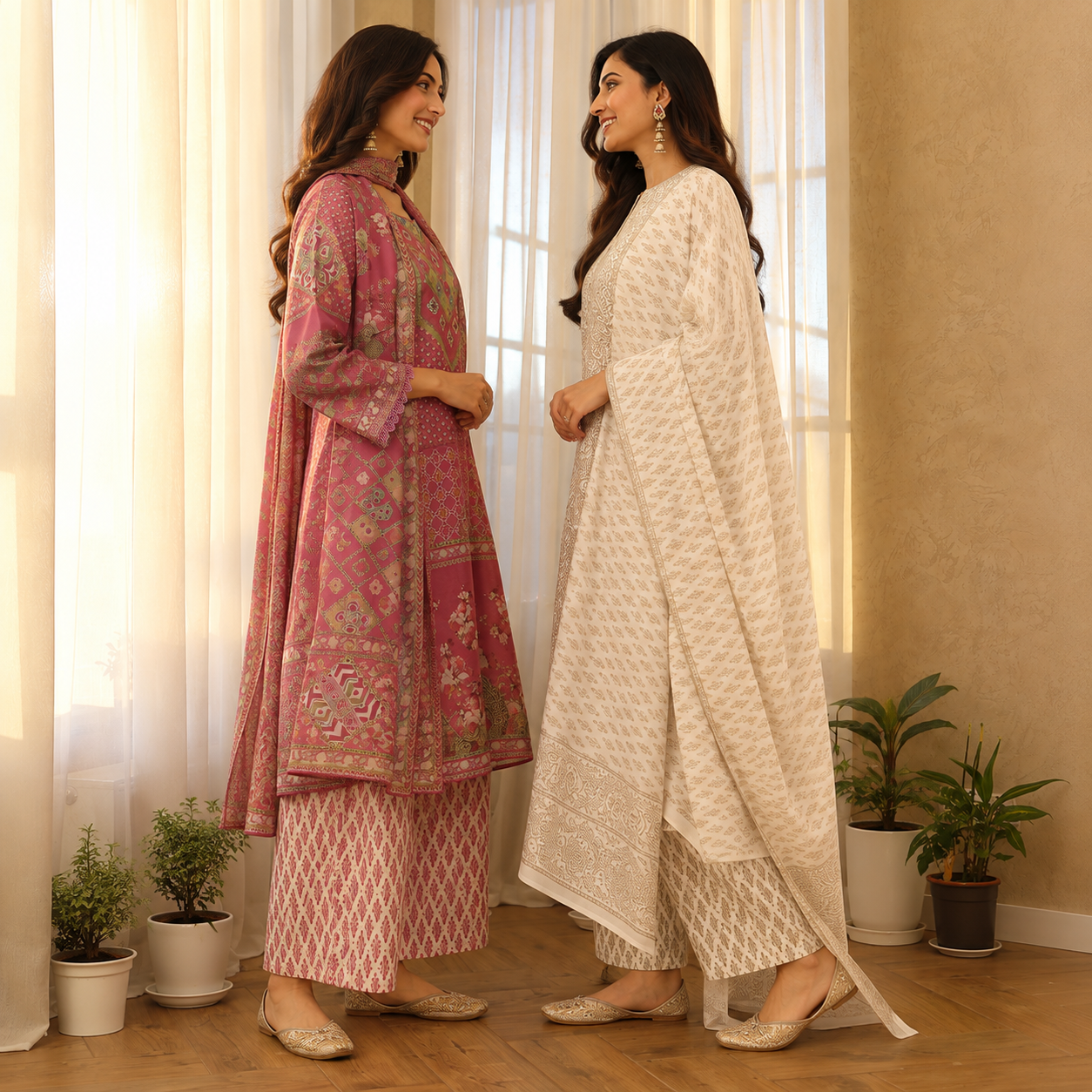 2 Combo Women’s Kurta Sets with Dupatta ( K10 )