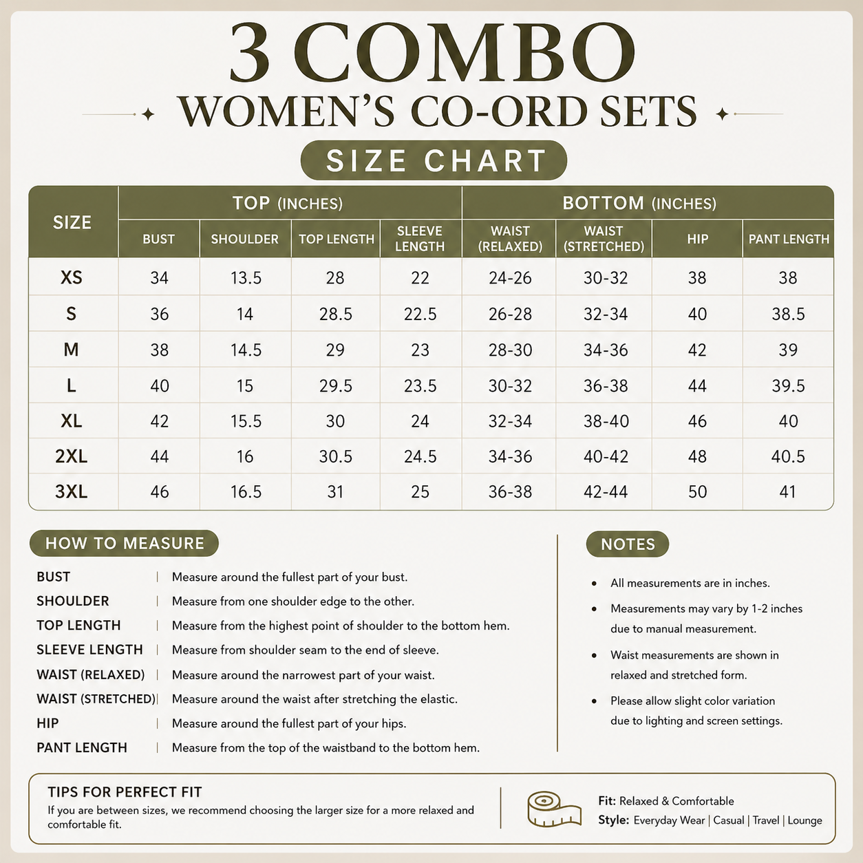 3 Women's Casual Co-Ord Set ( C3 )