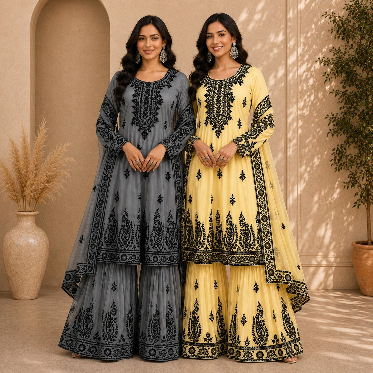 2 Combo Women’s Printed Kurta Sharara Sets | KS-1