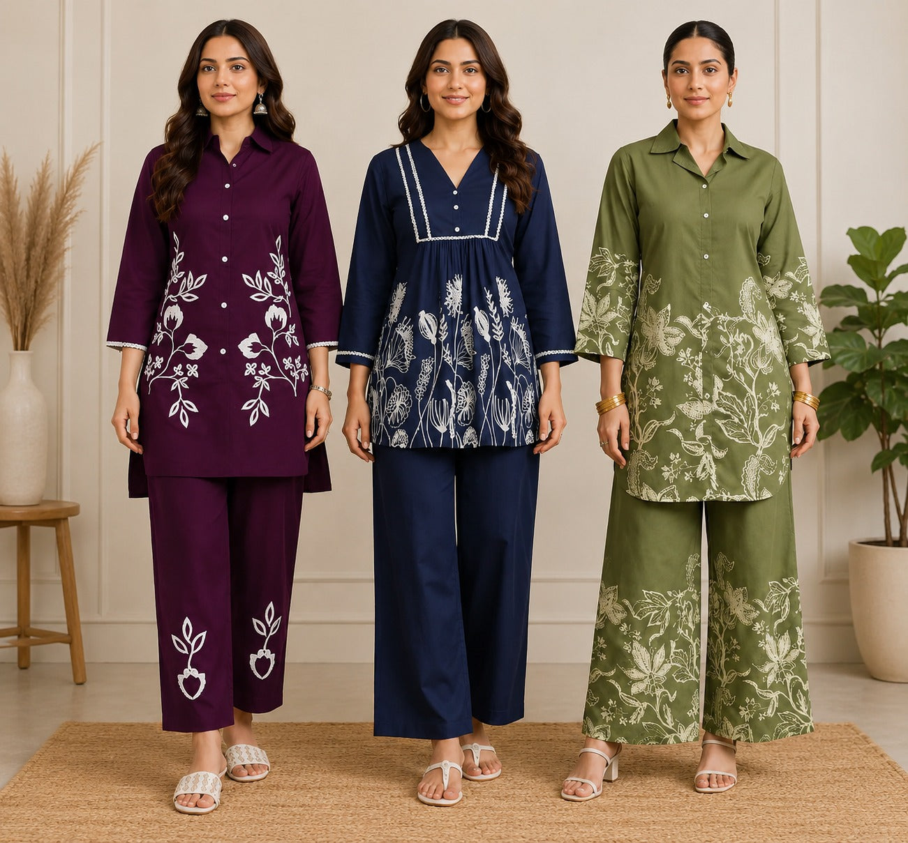 Women’s Printed Co-Ord | Pack of 3 | Casual Ethnic Fusion Wear